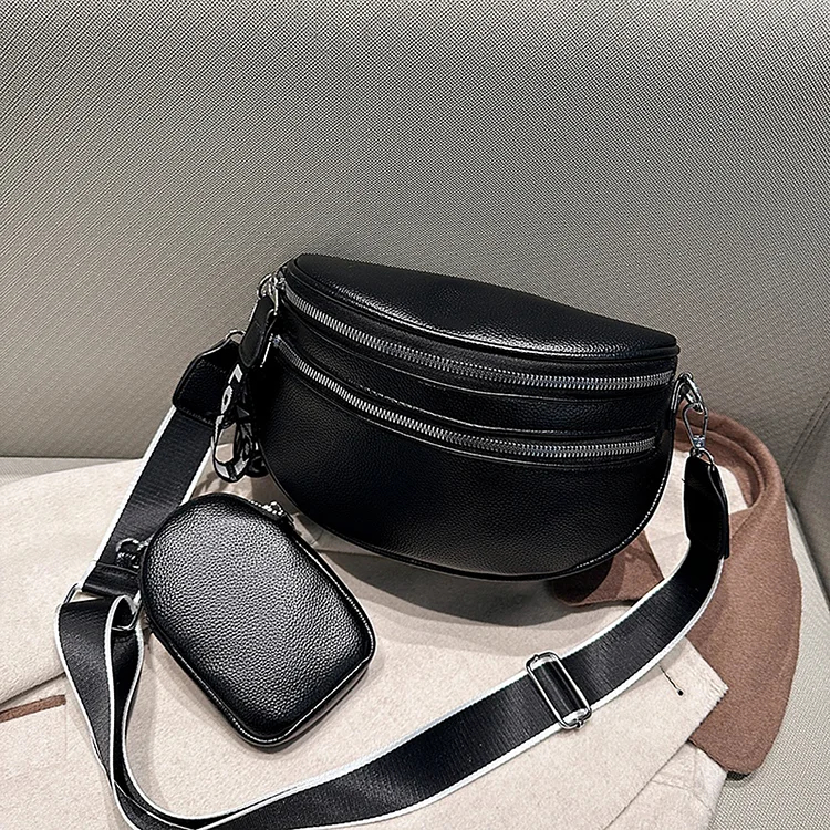 Multi-pocket Chest Bag Casual PU Leather Waist Bag Soft Adjustable for Party