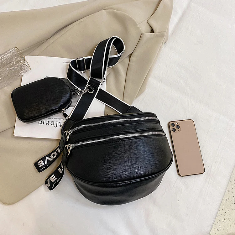 Multi-pocket Chest Bag Casual PU Leather Waist Bag Soft Adjustable for Party