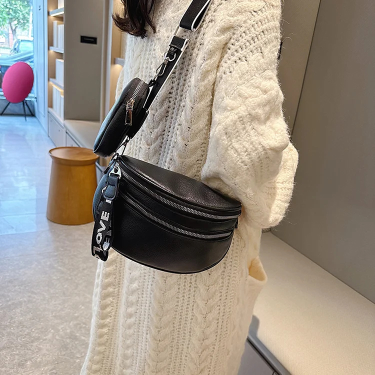 Multi-pocket Chest Bag Casual PU Leather Waist Bag Soft Adjustable for Party