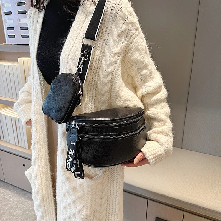 Multi-pocket Chest Bag Casual PU Leather Waist Bag Soft Adjustable for Party
