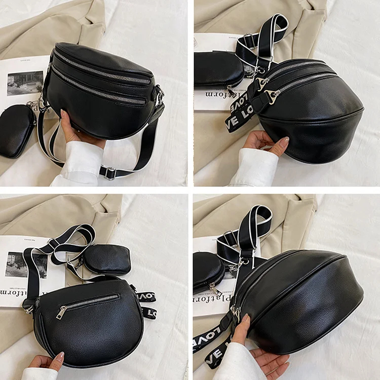 Multi-pocket Chest Bag Casual PU Leather Waist Bag Soft Adjustable for Party