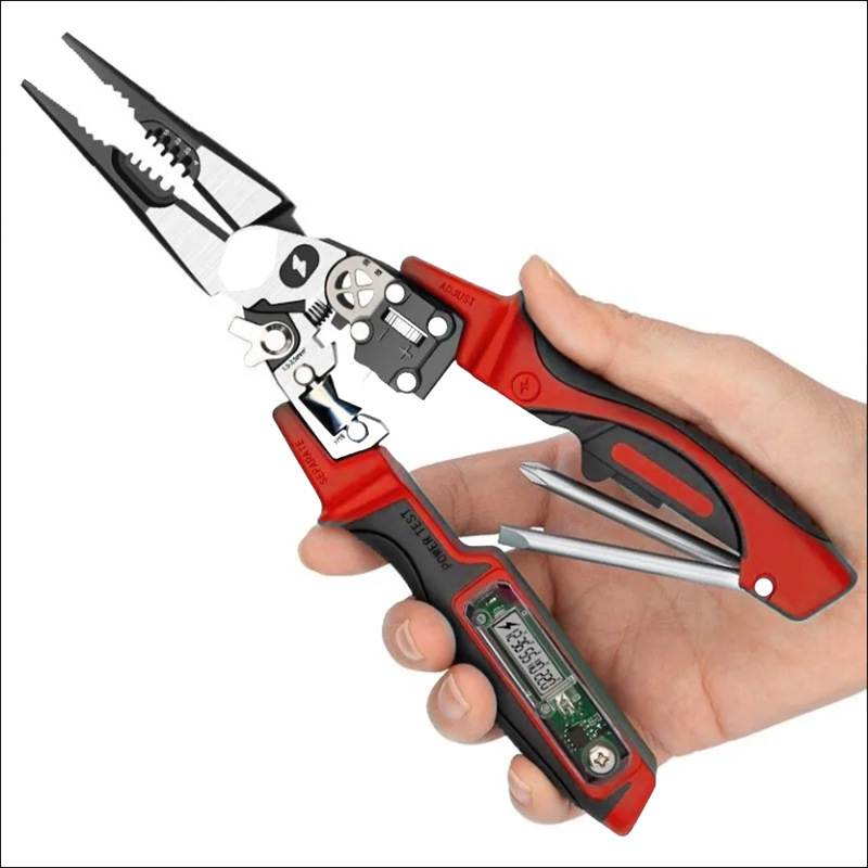 2026 Upgraded Digital Voltage Tester Pliers, 8-in-1 Wire Stripping & Crimping Tool with LCD Display, Built-in Screwdriver for Electricians & DIYers