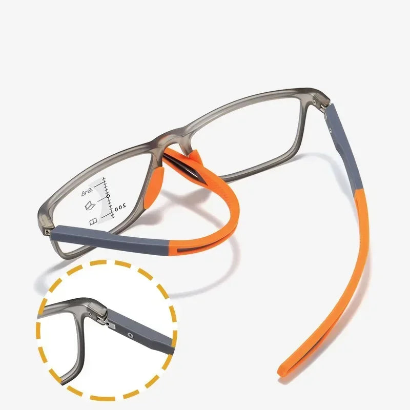 Photochromic TR90 Anti-blue Light Multifocal Progressive Sports Reading Glasses