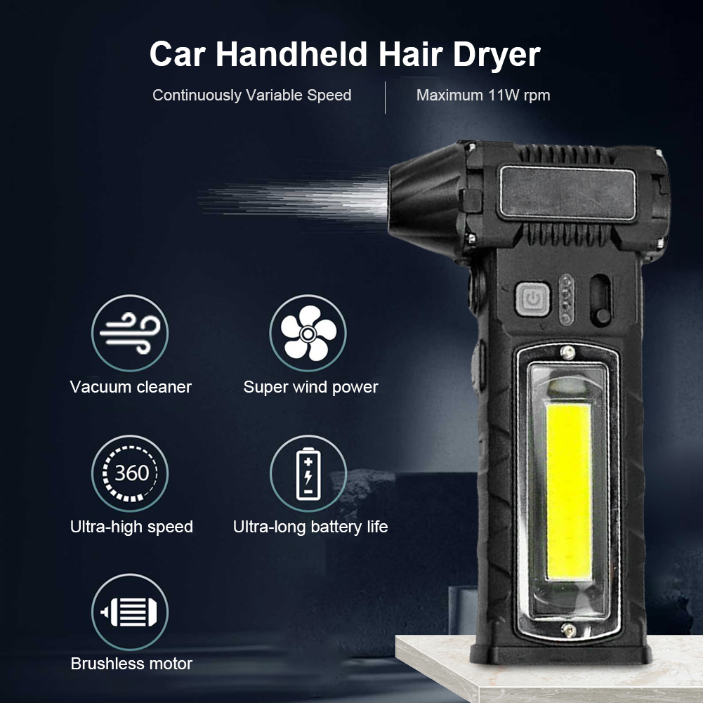 110000 RPM Car Handheld Hair Dryer with Light Turbo Violent Fan 