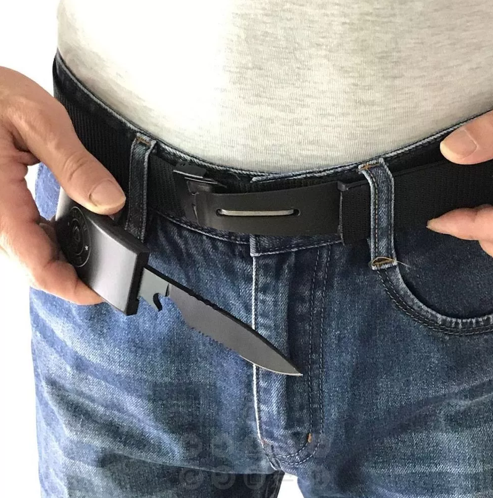 Cinturon Cuchillo Oculto Hebilla Cinto Tactico Defensa
