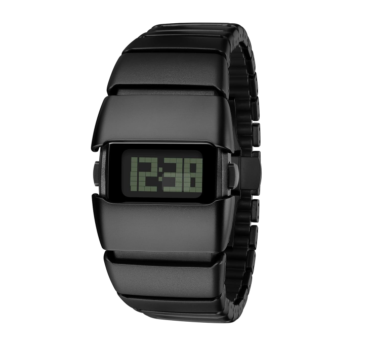 Unique Metal Wristwatch, Stainless Steel Men's Digital Watches
