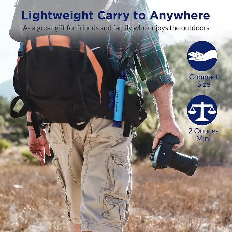 Membrane Solutions/WAKIWAKI Water Filter Straw Portable Survival Filtering System for Drinking, Hiking, Camping, and Emergency Preparedness