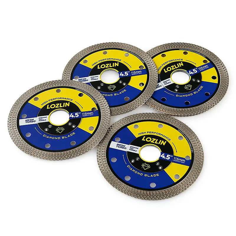 LOZLIN 3PCS 4.5" (115MM) Mesh Turbo Diamond Cutting Disc - Grinding & Cutting Blade for Tile, Ceramic, Marble - Fits Angle Grinder