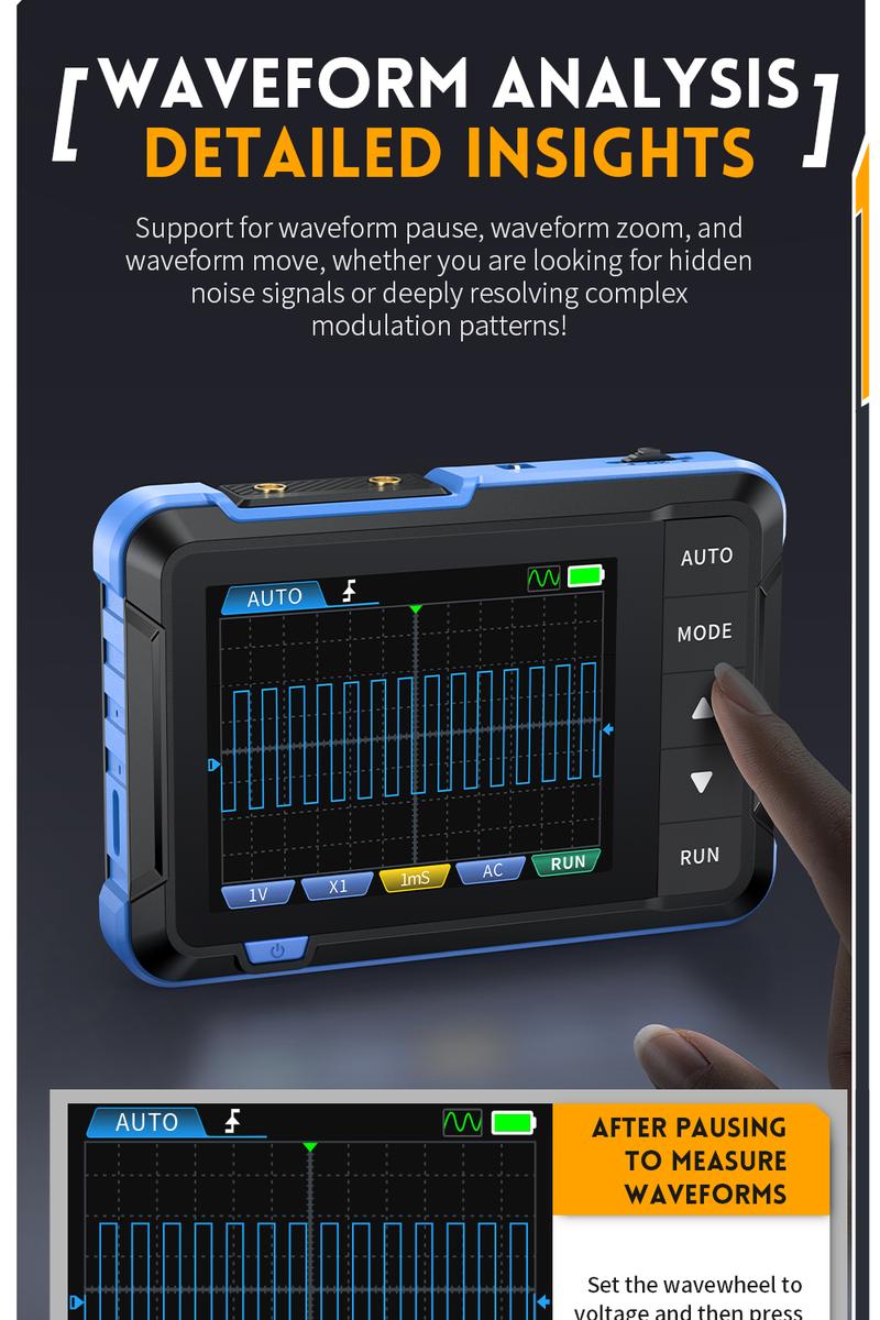 FNIRSI DSO153 2 in 1 Handheld Oscilloscope/DDS Signal Generator  Digital Portable Automotive Oscilloscope with 2.8 inch TFT  1MHz Bandwidth  5MS/s Sampling Rate  Trigger Function Auto/Nomal/Single