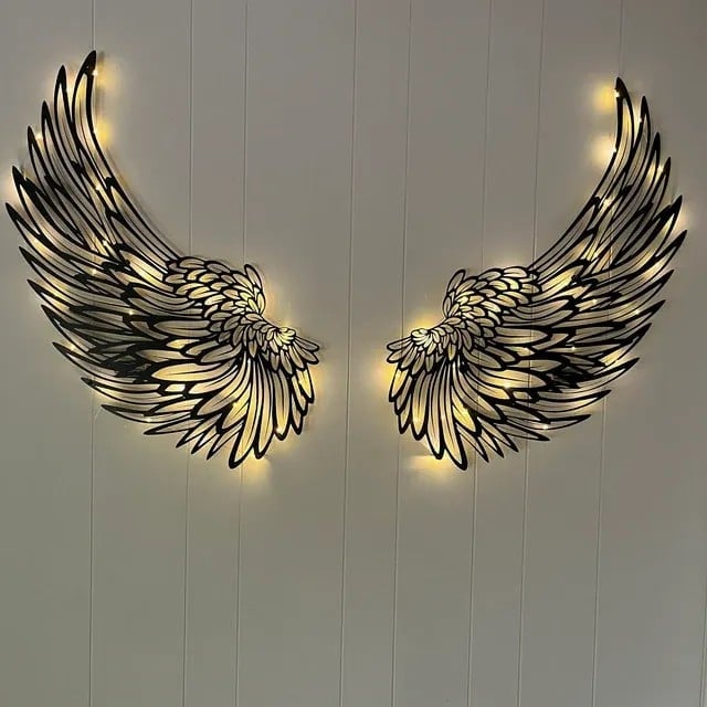 Last Day 49% Off 🎁1 Pair Angel Wings Metal Wall Art with Led Lights