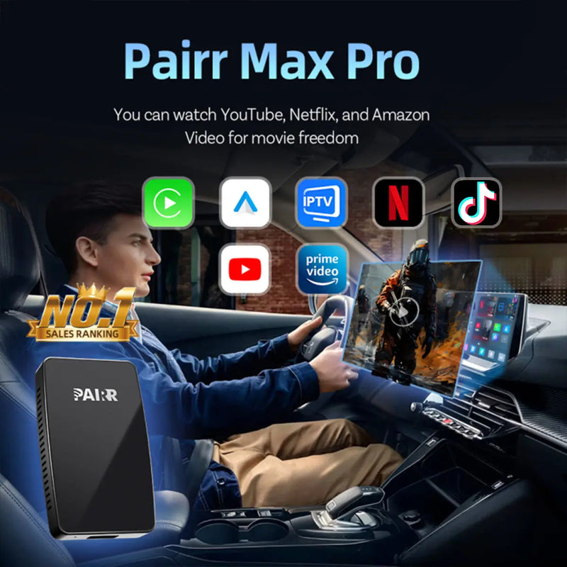 【Free shipping】Upgrade Pairr Max Pro-Netflix /YouTube/ IPTV/TikTok Wireless CarPlay/ Android Auto Car Box