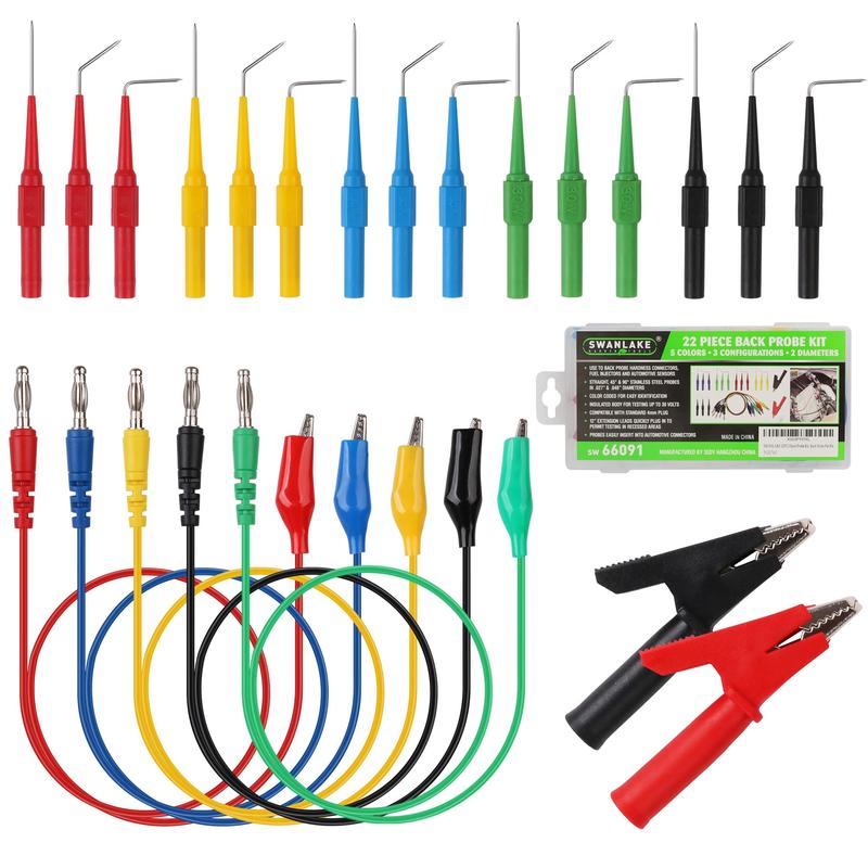 SWANLAKE 22PCS Back Probe Kit, Back Probe Pin Kit hand tool accessory impact coupler tool kit cool mechanic