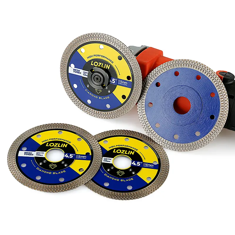 LOZLIN 3PCS 4.5" (115MM) Mesh Turbo Diamond Cutting Disc - Grinding & Cutting Blade for Tile, Ceramic, Marble - Fits Angle Grinder