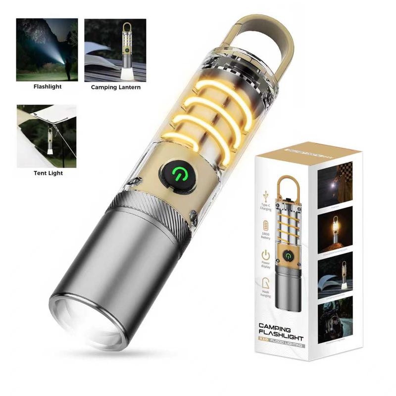 Rechargeable LED Flashlight with 360° Camping Lantern – Super Bright, Long Range Flashlight