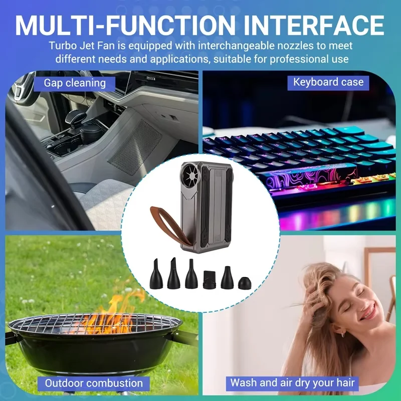 💖Mini portable blower with LED light suitable for outdoor, barbecue, car cleaning, carpentry