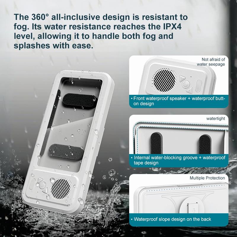 Waterproof box speaker, bathroom waterproof 360 ° rotating touch screen