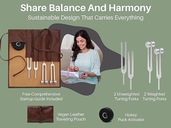 Resonance Sound Healing Tuning Fork Set &ndash; 128Hz, 136.1Hz, 256Hz, 384Hz with Activator &ndash; Sound Therapy for Stress Relief, Deep Relaxation & Chakra Balancing
