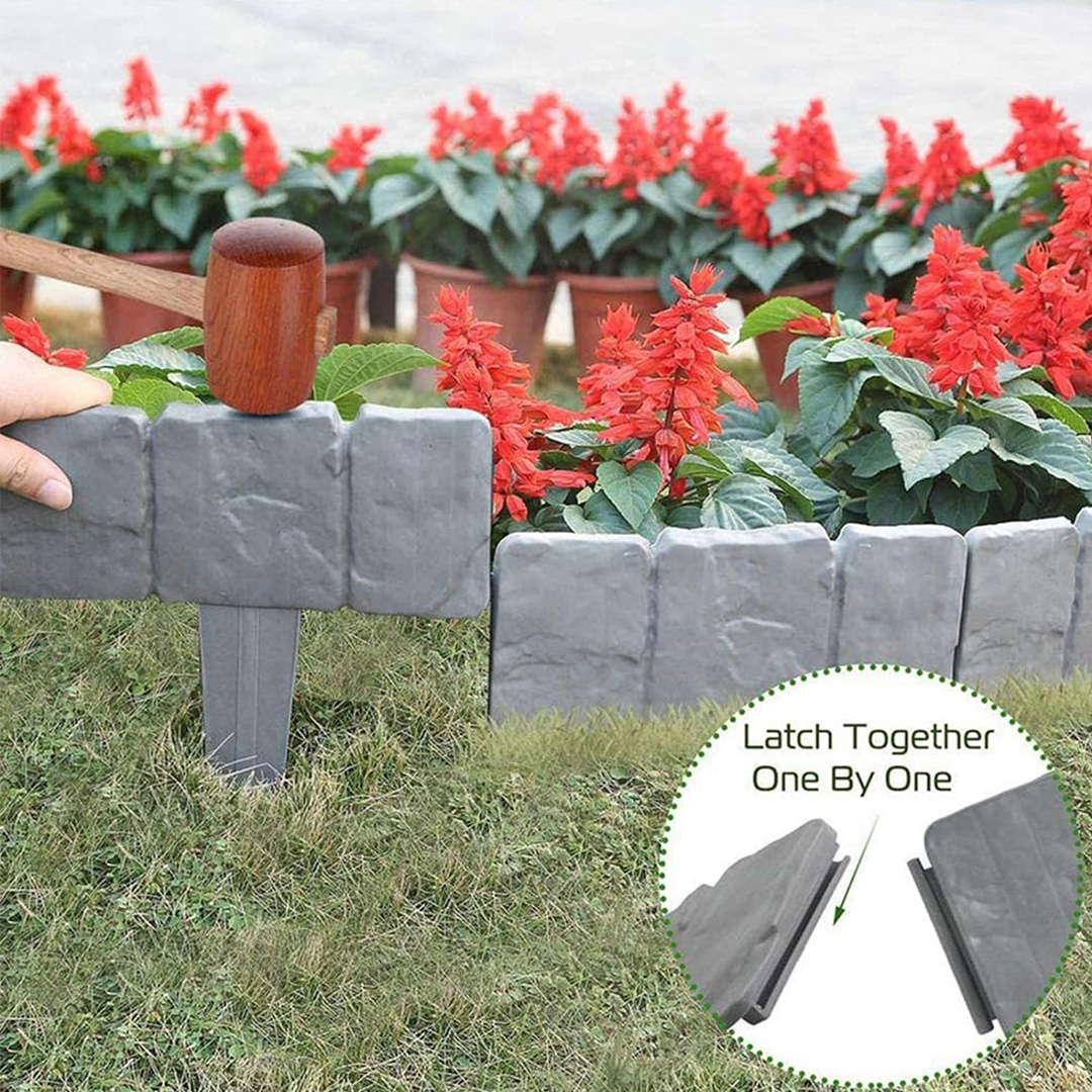 Fencify Stone Imitation Garden Fence (10 Pieces)