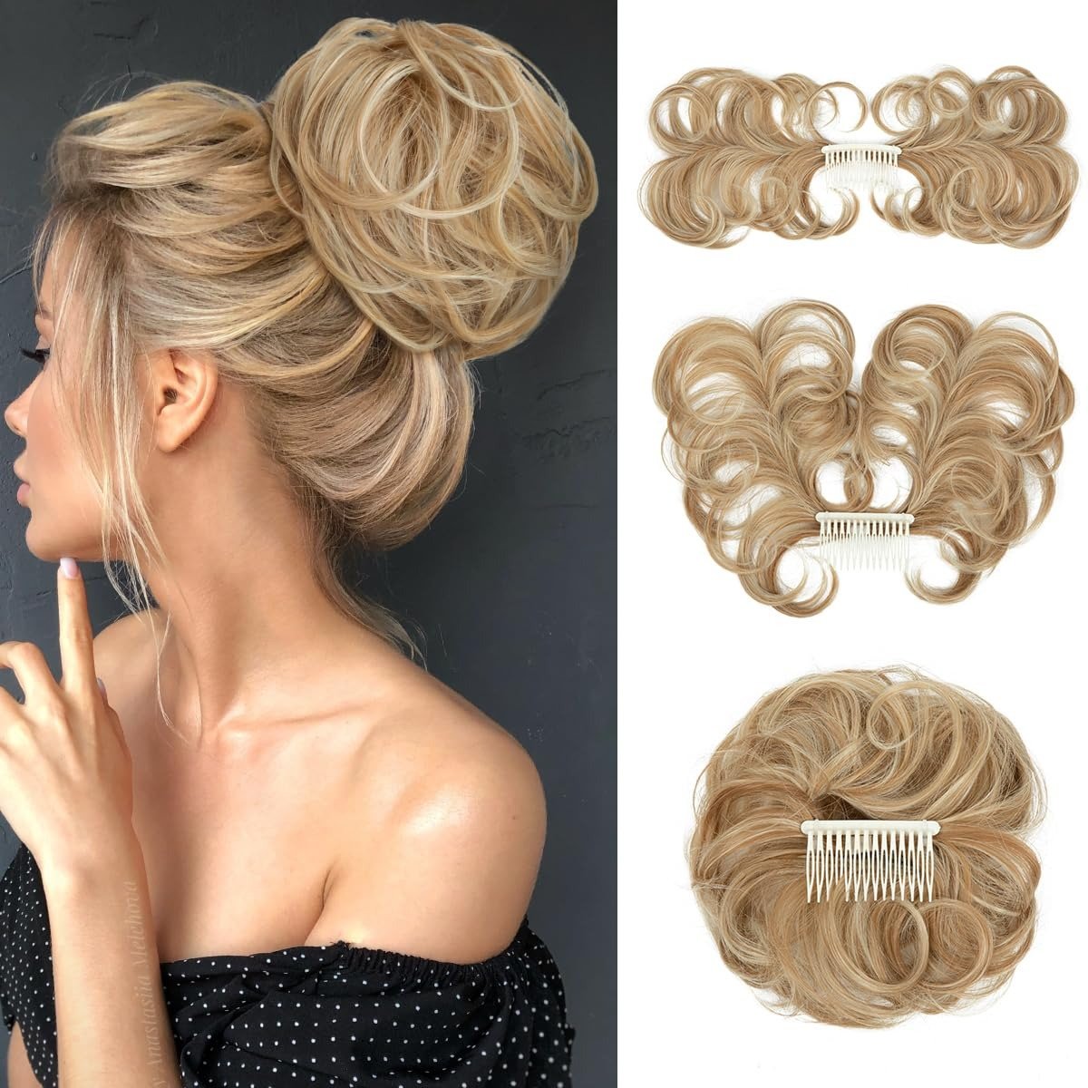 Messy Bun Hair Piece Side Comb Clip in Hair Bun Hairpiece