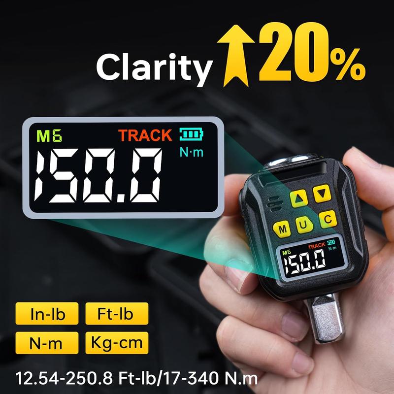1/2 inch drive digital torque adapter, color LCD display, torque wrench calibration tool for automotive, motorcycle torque meter
