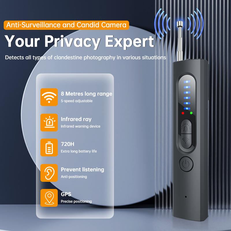 Hidden Camera Detectors ，GPS Tracker Detector with 5 Sensitivity Levels and Professional Modes for Office, Hotels, Bathroom Portable