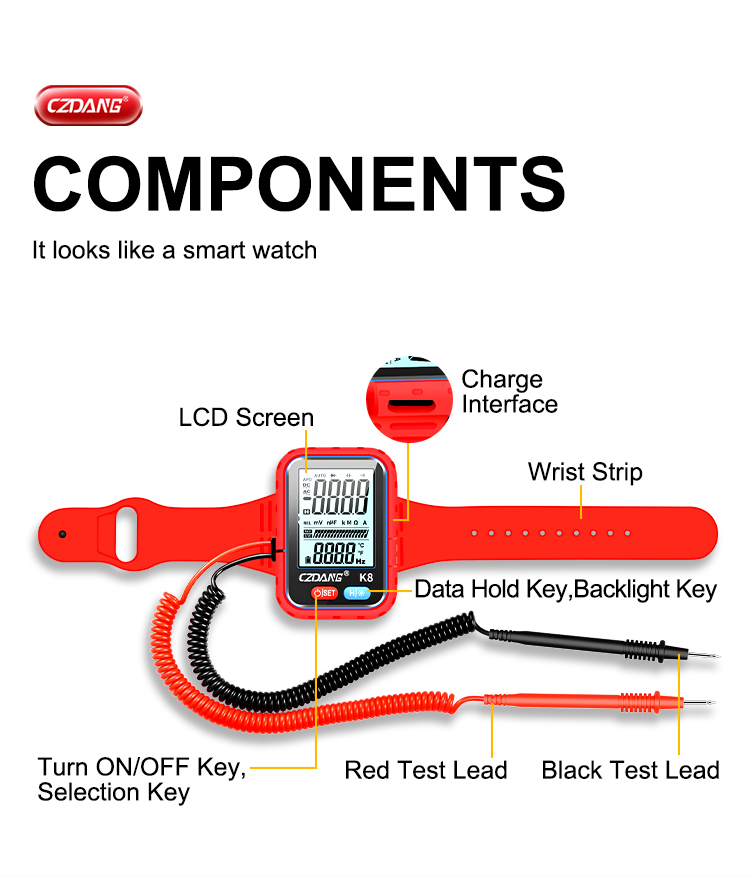 Mini Wearable Wristband Digital Multi-function Multimeter