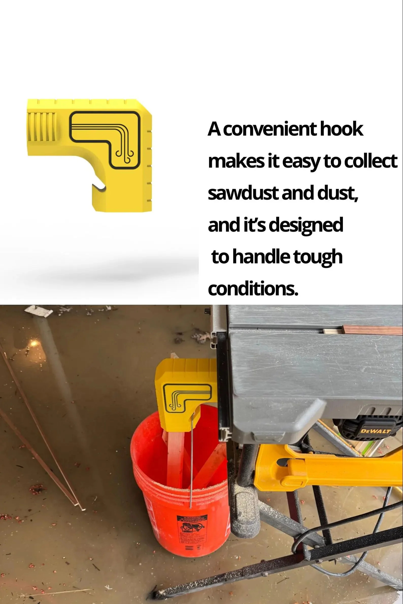 🔥Last Day 49% OFF - 🛠️DeWalt Table Saw Dust Extraction Adapter🪵✨Vacuum-Free Gravity Dust Collection, Bucket-Ready, Zero-Cleanup Design