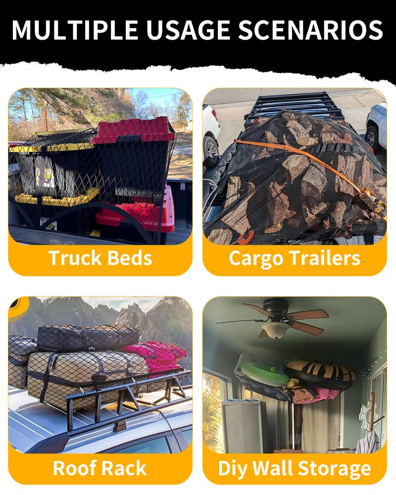 Product Introduction of Highly Elastic Cargo Net, Simple Truck Bed Cargo Mesh Organizer, Ideal for ATV, SUV, UTV, Truck and Boat Use - OYAGU 8