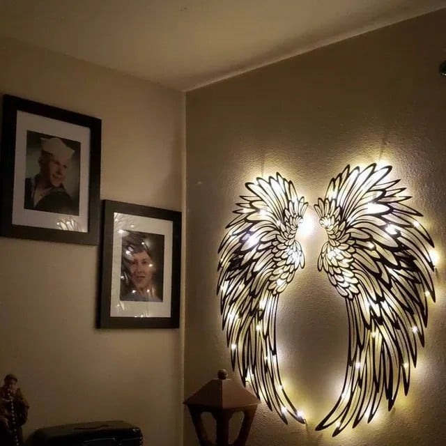 Last Day 49% Off 🎁1 Pair Angel Wings Metal Wall Art with Led Lights