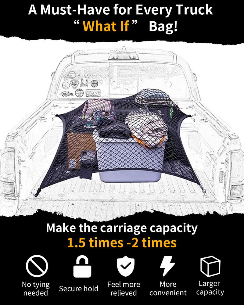 Product Introduction of Highly Elastic Cargo Net, Simple Truck Bed Cargo Mesh Organizer, Ideal for ATV, SUV, UTV, Truck and Boat Use - OYAGU 5