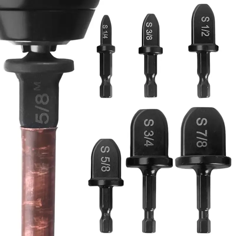 Swaging Tool Drill Bit Set, 2025 New HVAC Repairing Set Air Conditioner Copper Pipe Reamer, Manual Pipe Swage Tool Drill Bit Soft Copper tubing 1/4''， 3/8''，1/2''， 5/8''，3/4''，7/8'' Bits Set, dealsforyoudays
