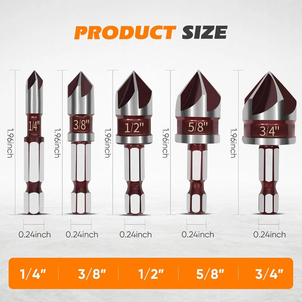 Last Day 49% OFF🔥5-Piece HSS Countersink Drill Bit Set