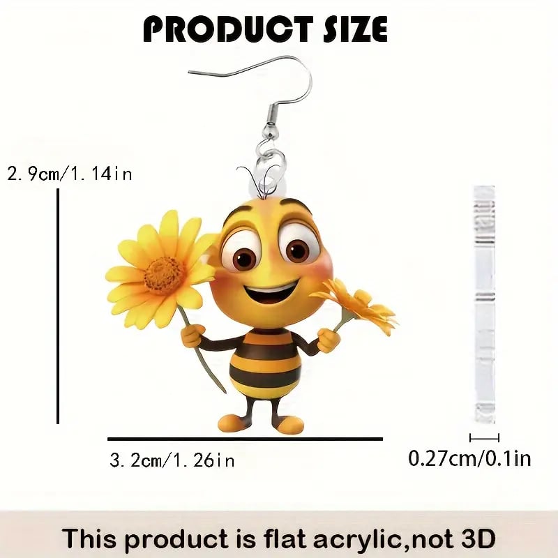 (🔥HOT SALE NOW 49% OFF) -🌻Cute Sunflower & Bee Acrylic Earrings🐝