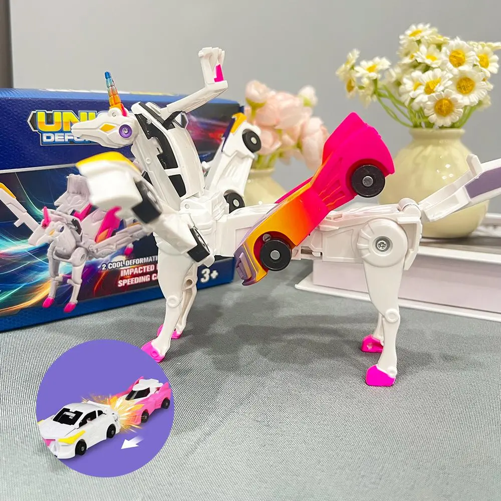Transform car toys into magical flying dinosaur and unicorns!2Pcs Transforming Car-Robot for Kids, Automatic Deformation of Magnetic Connections. cars kids