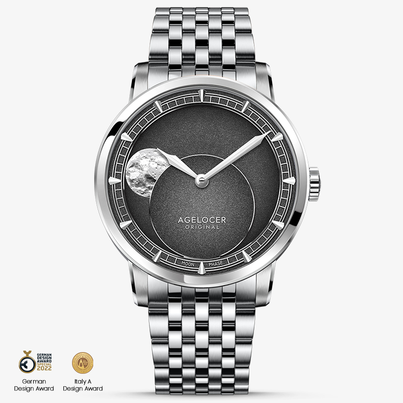 Agelocer New In Original Panoramic Luminous Moon  Phase Design  Luminous Moon Sapphire Glass