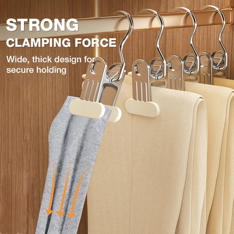 👔🧺 Multifunctional Drying Rack Hangers with Clips - Powerful, Non-Slip Rubber Coating & Durable Stainless Steel (Ideal for Washing Machine & Storage)
