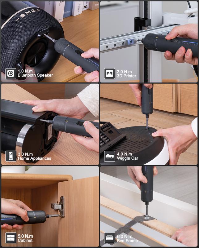 Electric Screwdriver, Cordless Screwdriver Set, 7 Torque Settings, 0.5 to 6N.m, 20 Magnetic Bits