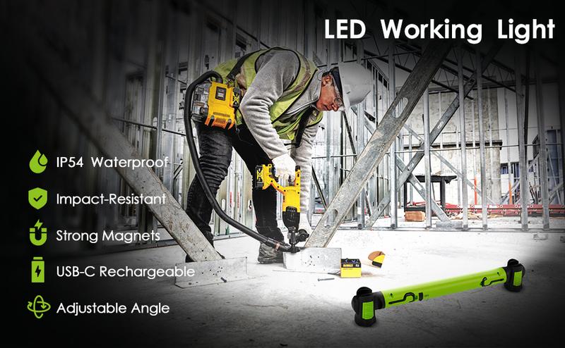 3000LM Work Light Flashlight, 5200mAh Rechargeable Underhood Lighting with Magnetic Base & Hanging Hooks, Handy Light for Car Repair/Garage/Job site/Power Outage/Emergency, Waterproof Durable Ledlight, Boyfriend Husband Father's Gift