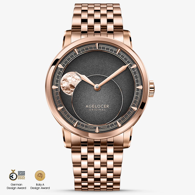 Agelocer New In Original Panoramic Luminous Moon  Phase Design  Luminous Moon Sapphire Glass