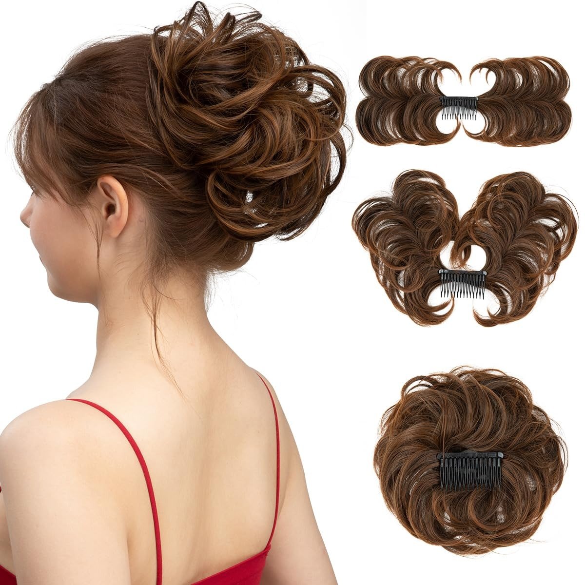 Messy Bun Hair Piece Side Comb Clip in Hair Bun Hairpiece