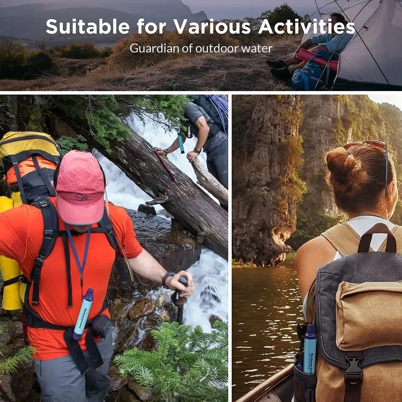 Membrane Solutions/WAKIWAKI Water Filter Straw Portable Survival Filtering System for Drinking, Hiking, Camping, and Emergency Preparedness