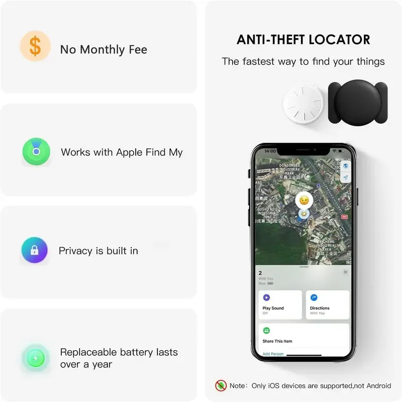 GPS Tracker for Car,Mini Trackers Device with Weatherproof Magnetic Case-No Monthly Fee-Best Hidden GPS Trackers,Anti-lost Device,Works with Apple Find My fathersdaygift