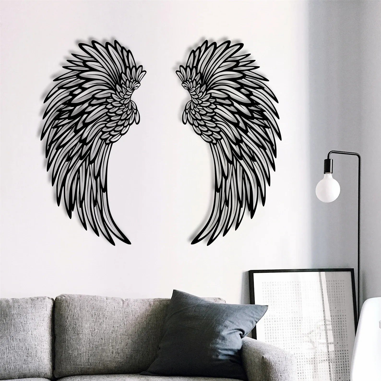 Last Day 49% Off 🎁1 Pair Angel Wings Metal Wall Art with Led Lights