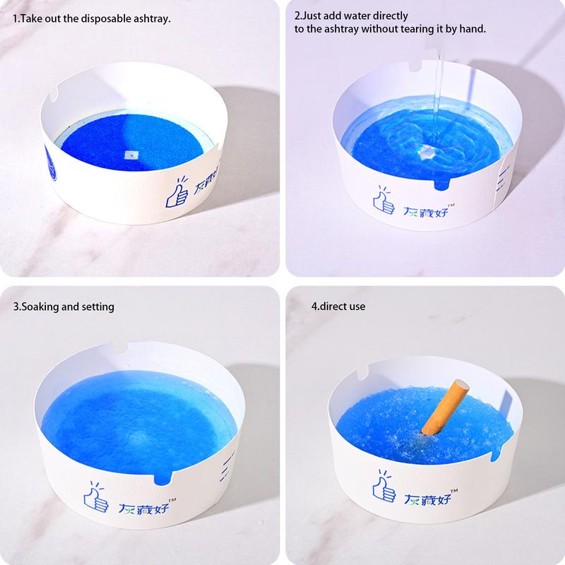 Disposable Ashtray 25-Pack, Portable & Eco-Friendly Paper Ashtrays with Deodorizing Smokeless Gel, for Indoor Outdoor Use, Travel, Car Cup Holder, Parties and Camping