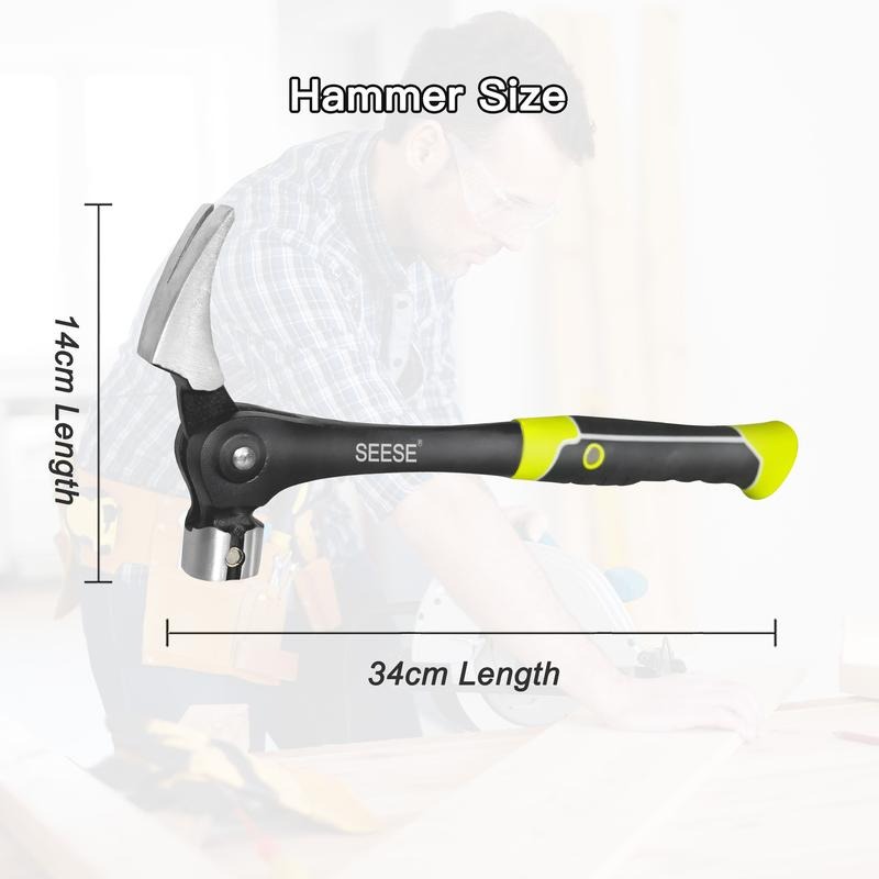 Claw Hammer with Magnetic Nail Starter,Indexing Rip Claw,Forged Steel Head,Shock-Absorbing TPR Grip