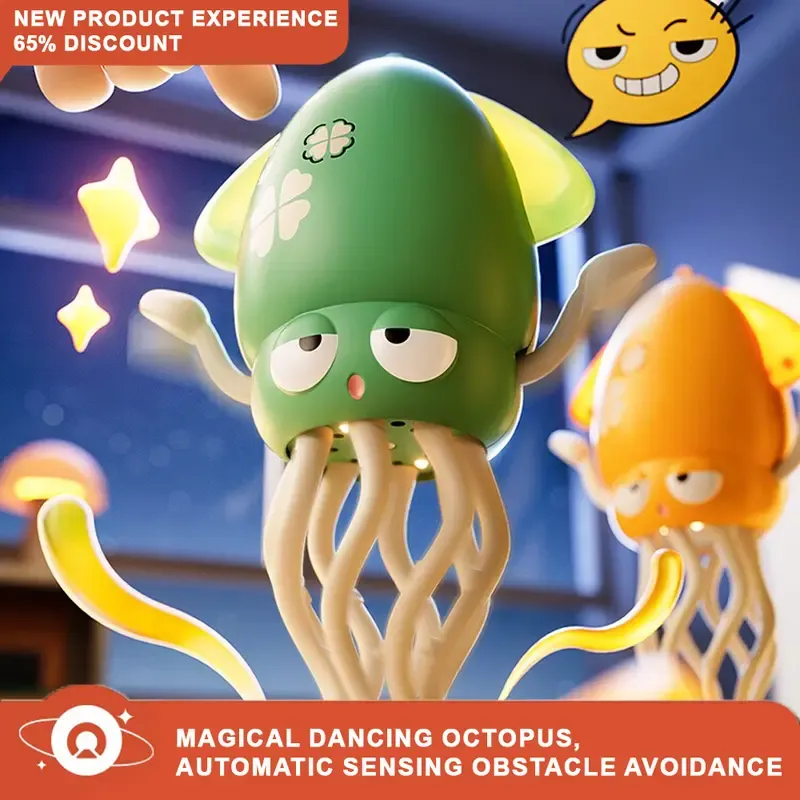 Electric Crawling Octopus Toy with LED Lights & Music, Crazy 8-Leg Action Octopus with Smart Obstacle Avoidance, Toddler Toys for Interactive Fun Gifts Sensory Newborn Cute