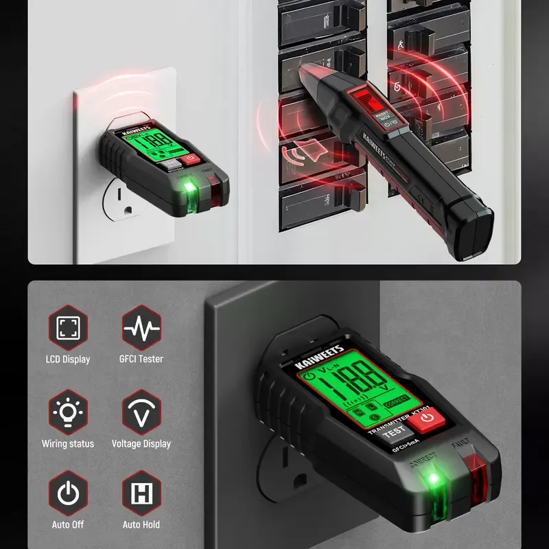 AC Circuit Breaker Finder Tool with Alarm LCD Display