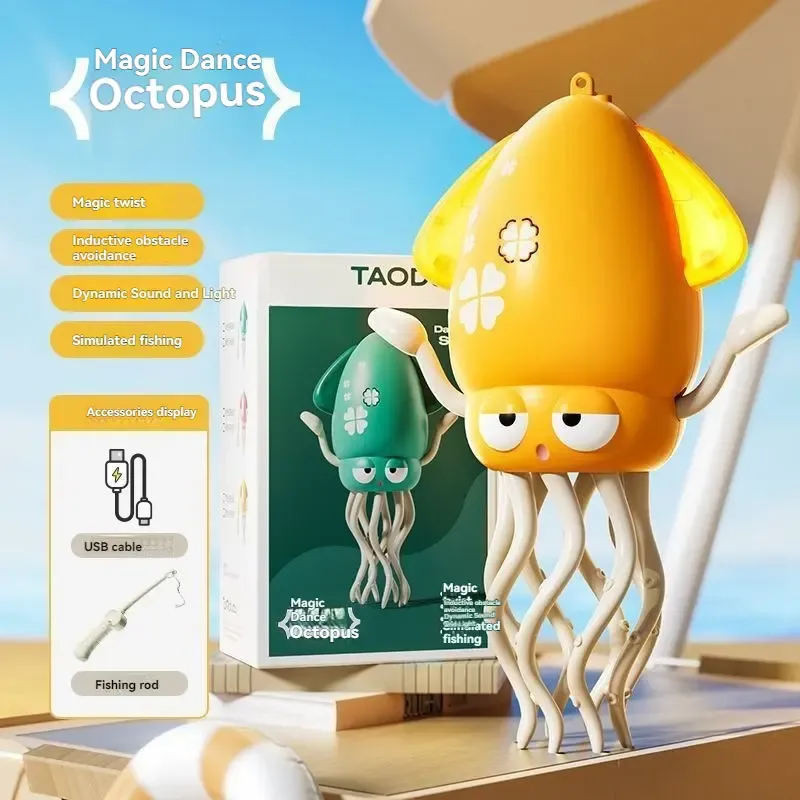 Electric Crawling Octopus Toy with LED Lights & Music, Crazy 8-Leg Action Octopus with Smart Obstacle Avoidance, Toddler Toys for Interactive Fun Gifts Sensory Newborn Cute