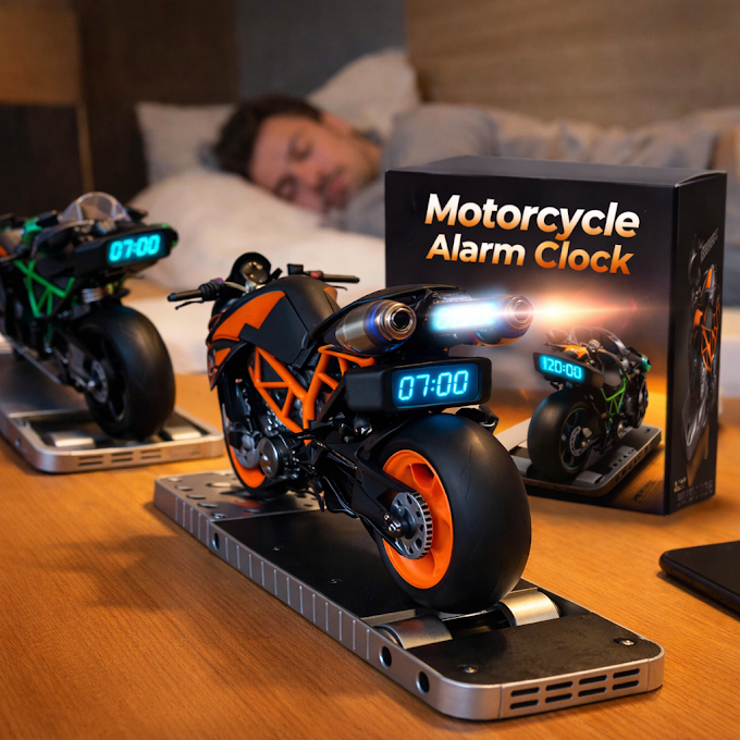 Motorcycle Alarm Clock with Sound 🏍️