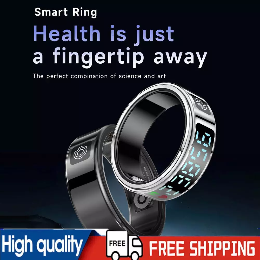Smart Ring with Screen for Men Women Accurate Monitoring of Pedometer, Heart Rate, Blood Oxygen